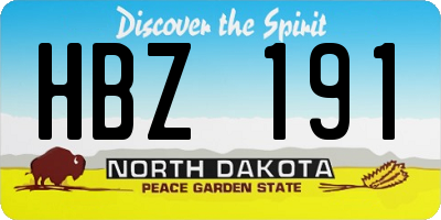 ND license plate HBZ191