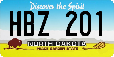 ND license plate HBZ201