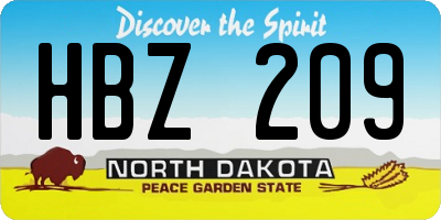 ND license plate HBZ209