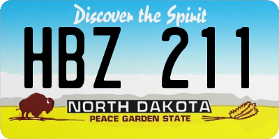 ND license plate HBZ211