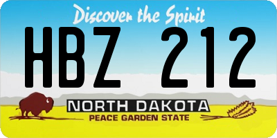 ND license plate HBZ212