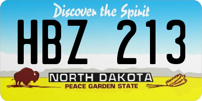 ND license plate HBZ213