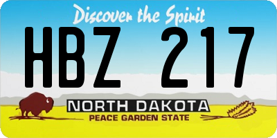 ND license plate HBZ217