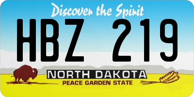 ND license plate HBZ219