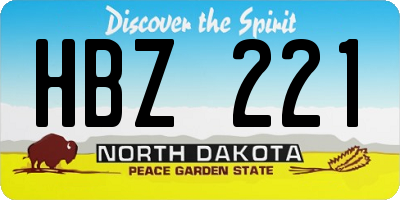 ND license plate HBZ221