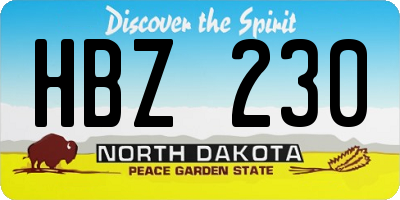 ND license plate HBZ230