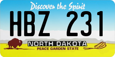 ND license plate HBZ231
