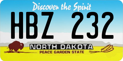 ND license plate HBZ232
