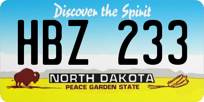 ND license plate HBZ233