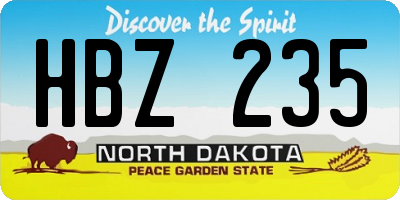 ND license plate HBZ235