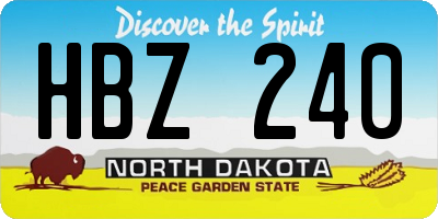 ND license plate HBZ240