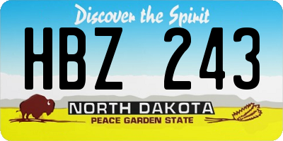 ND license plate HBZ243