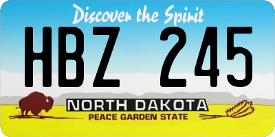 ND license plate HBZ245
