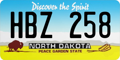 ND license plate HBZ258