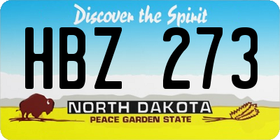 ND license plate HBZ273