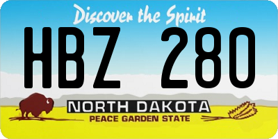 ND license plate HBZ280