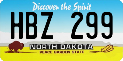 ND license plate HBZ299