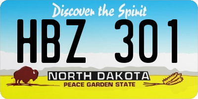 ND license plate HBZ301