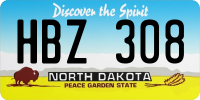 ND license plate HBZ308