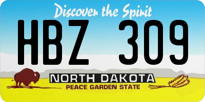 ND license plate HBZ309