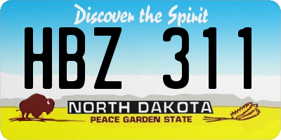 ND license plate HBZ311