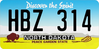 ND license plate HBZ314