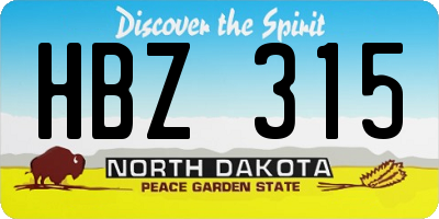ND license plate HBZ315