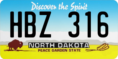 ND license plate HBZ316