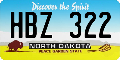 ND license plate HBZ322