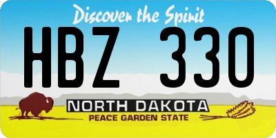 ND license plate HBZ330