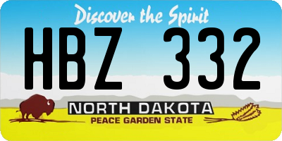 ND license plate HBZ332