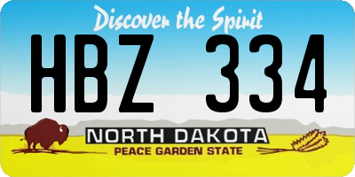 ND license plate HBZ334
