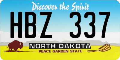 ND license plate HBZ337