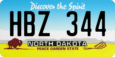 ND license plate HBZ344