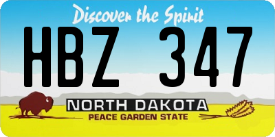 ND license plate HBZ347
