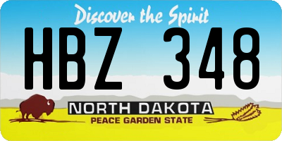 ND license plate HBZ348