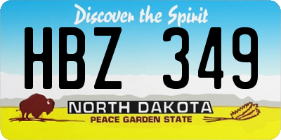 ND license plate HBZ349