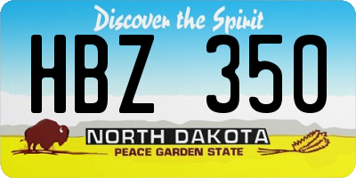 ND license plate HBZ350