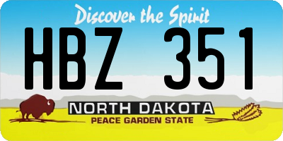 ND license plate HBZ351
