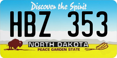 ND license plate HBZ353