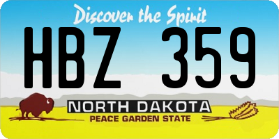 ND license plate HBZ359