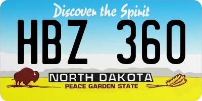 ND license plate HBZ360