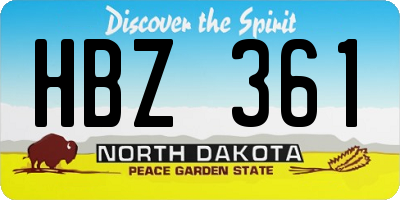 ND license plate HBZ361