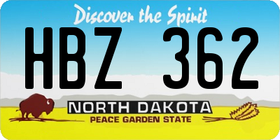 ND license plate HBZ362