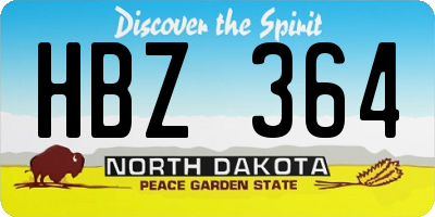 ND license plate HBZ364