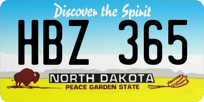 ND license plate HBZ365