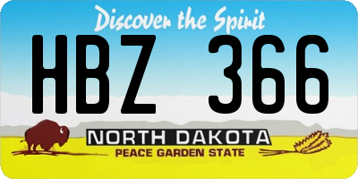 ND license plate HBZ366