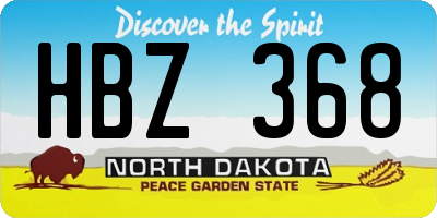 ND license plate HBZ368