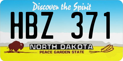 ND license plate HBZ371