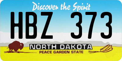 ND license plate HBZ373
